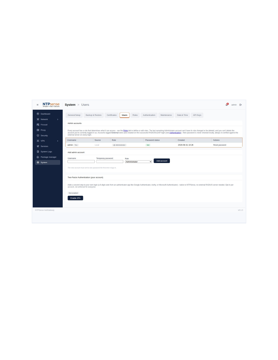 User accounts and roles