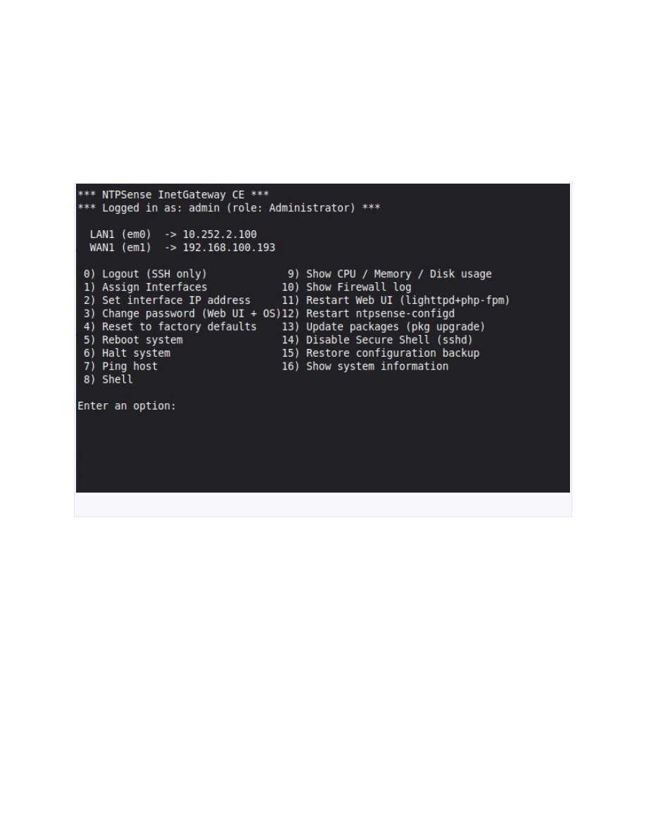 Console menu
